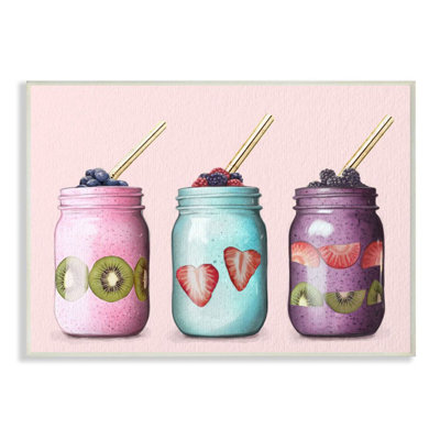 «Fruit Smoothie Jars Food Pink», impression