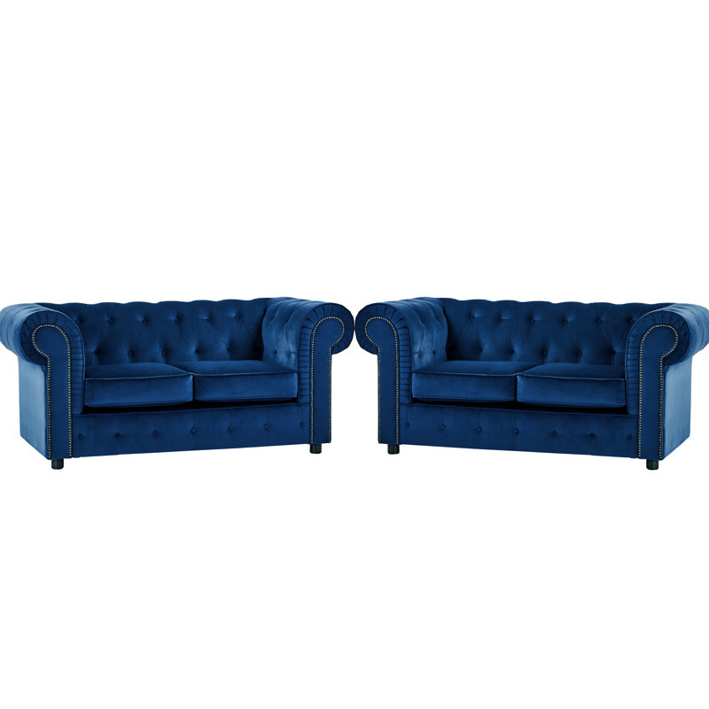 Aaron 2 - Piece Velvet Living Room Set, Navy