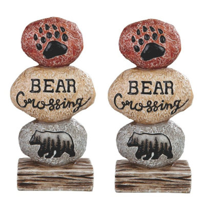 "2-PC Set" ICE ARMOUR 8 "H Ours sur pierre Figurine Statue Sculpture Ornement Décoration Maison / Décoration de chambre et idées de cadeaux parfaits pour la pendaison de crémaillère, les Fêtes et les Anniversaires