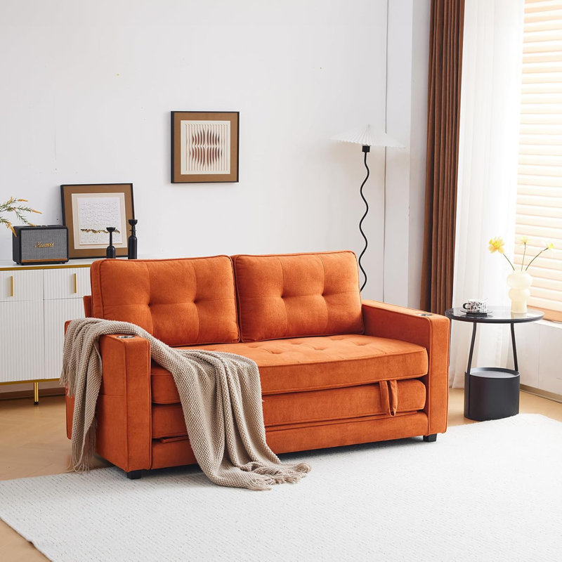 Canapé-lit Deymi, Chenille orange