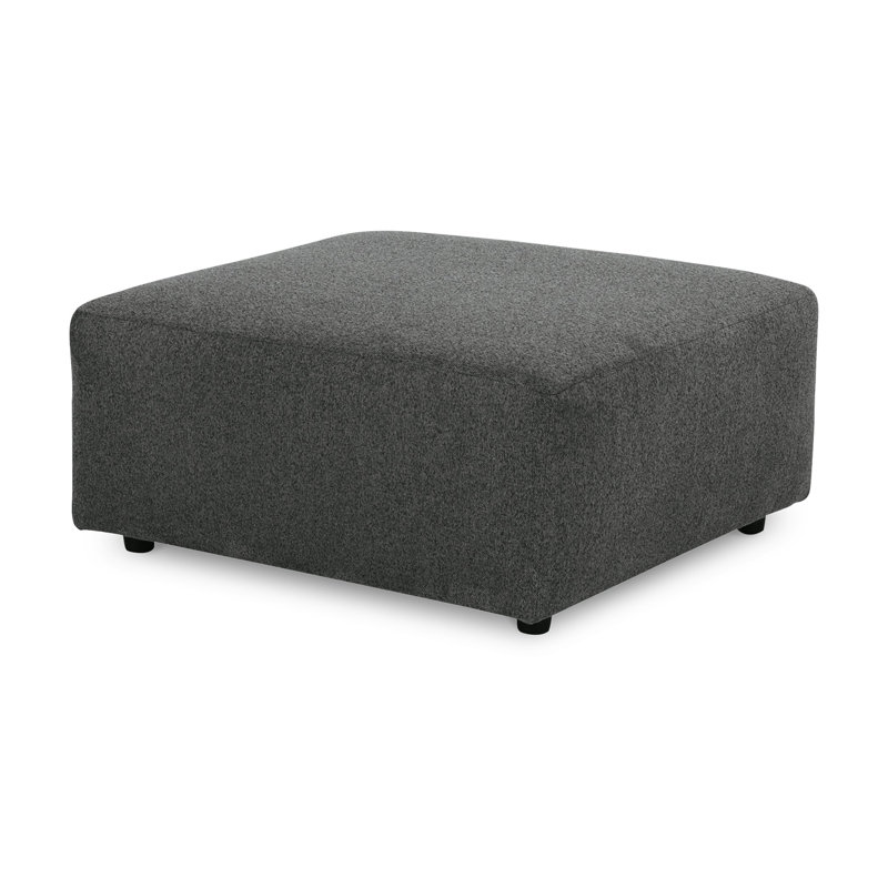 Felo Square Accent Ottoman, 39 Inch,  Polyester Cushioned, Gray