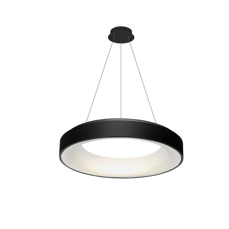 Sovana 1 - Light LED Drum Pendant, Black, 10cm H x 55cm W x 55cm D