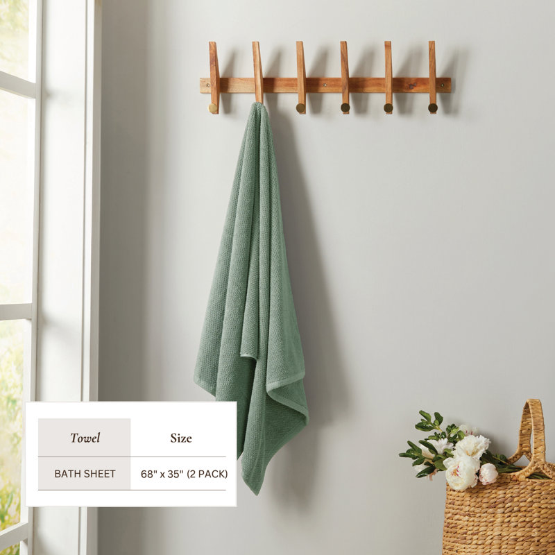 Drap de bain 100% coton texturé, Drap de bain - paquet de 2, Eucalyptus