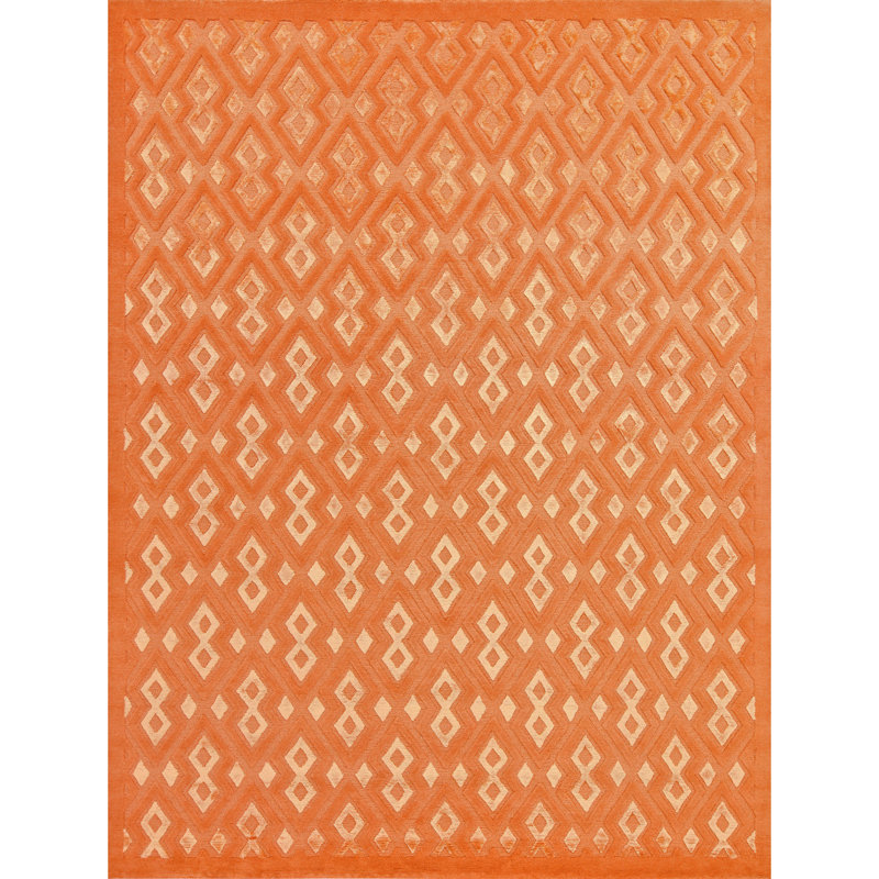 Hand Knotted Area Rug in Saffron, Rectangle 6' x 9'