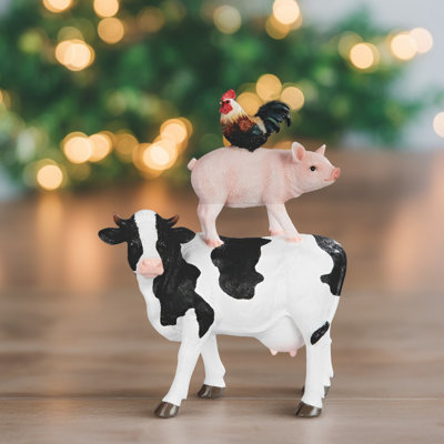 11"H Cow, Pig & Hen Standing Figurine