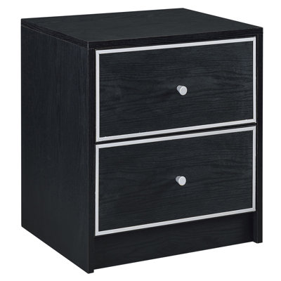 Black And Silver 2-Drawer Nightstand