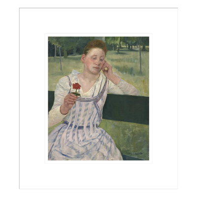 «Woman with a Red Zinnia» par Mary Cassatt, impression giclée sur cadre