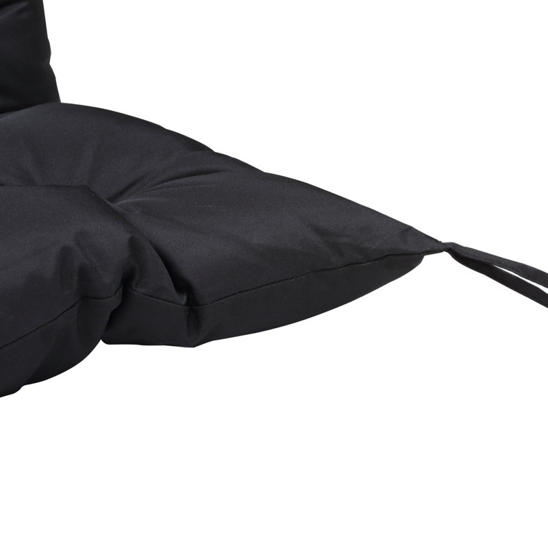 3-seater Outdoor Tufted Bench Cushions - 59"w×38.5"l Overstuffed Replacement With Backrest, Black