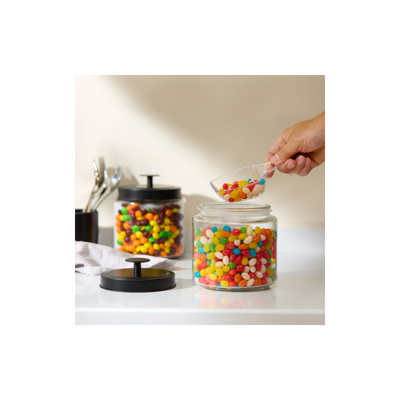 Boîtes de rangement en verre kook, 50 oz, ensemble de 2, couvercle noir