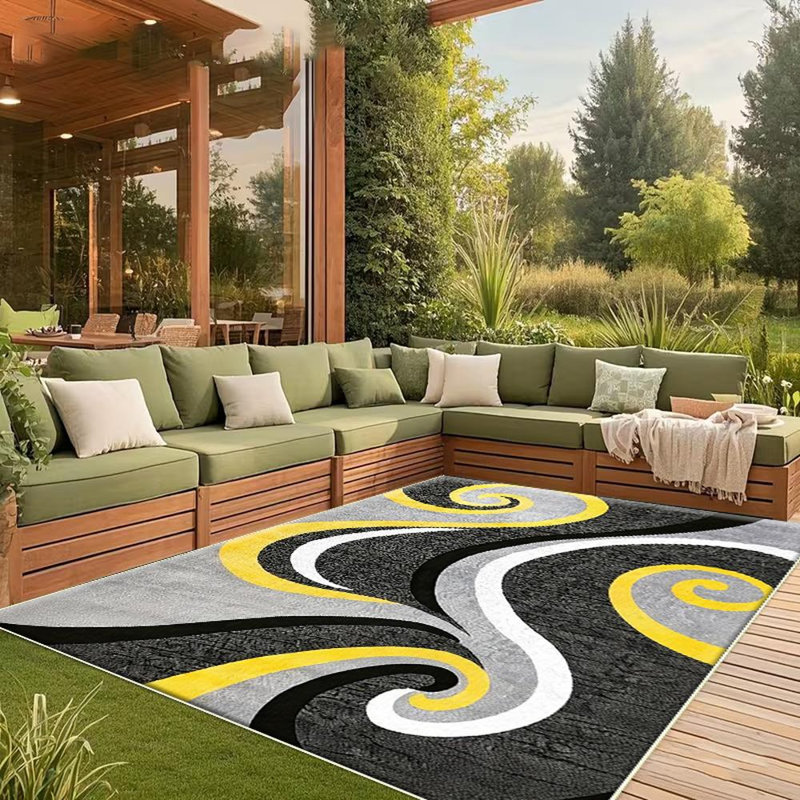 ModernBlackYellowGreySwirlAbstractarearugsforLivingRoom,SoftandComfortable,Suitableforallseasons,easy-to-maintain,machinewashableIndoorfloormat,UnderTableFarmhousesuitablefordiningroom,bedroom,foyer,homeoffice,backyard,HomeDecor,OutdoorDecor.