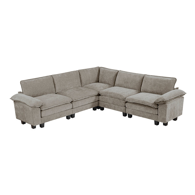 Ensemble de canapé modulaire 5 pièces Modern Contemporary, Chenille brun