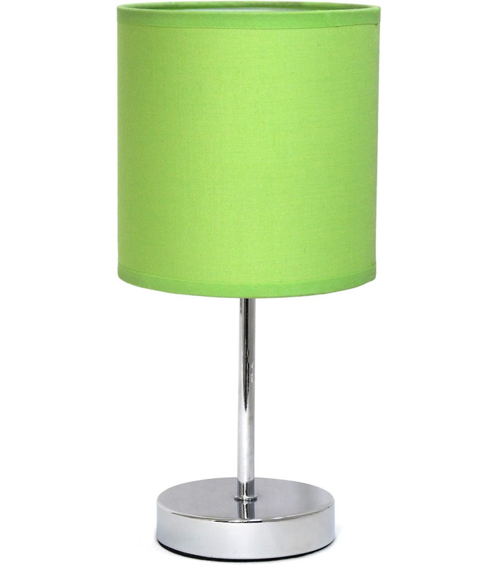  Mini lampe de table chromée avec abat-jour en tissu pour bureau de chevet et chambre à coucher, Vert