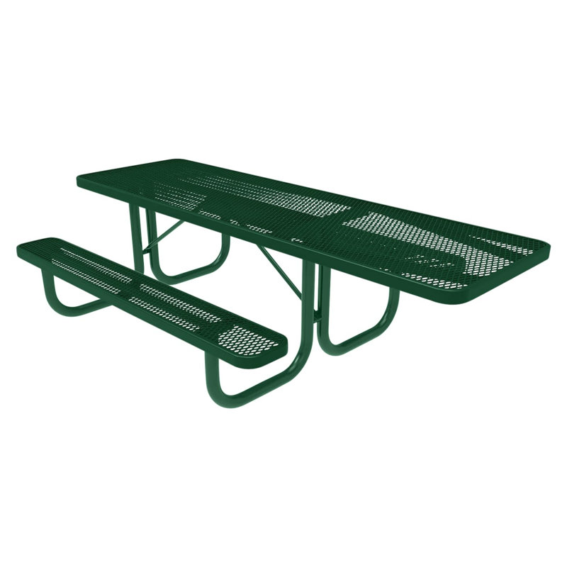 Table de pique-nique rectangulaire de 2,4 m (8 pi), extensible, verte, 1 côté conforme aux normes ADA, Vert
