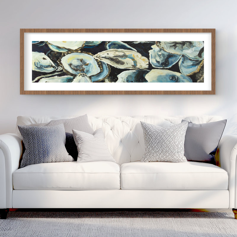 Coquilles d'huître - imprimé mat bleu marine encadré | Décoration intérieure