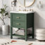 »Meuble-lavabo vert avec lavabo en céramique, armoire de rangement moderne avec 2 tiroirs pour la salle de bain