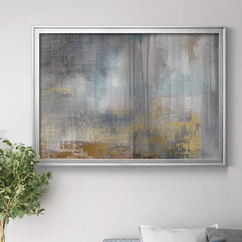 «Misty Sky II», peinture sur toile encadrée, H 30,5 po x l 42,5 po x P 1,5 po, Argent