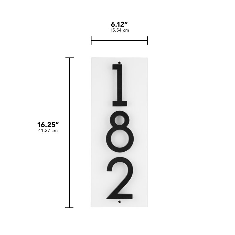 Floating Stand-Off 3-Number Vertical Sign, White /W/ Black Modern Font Numbers, Yes