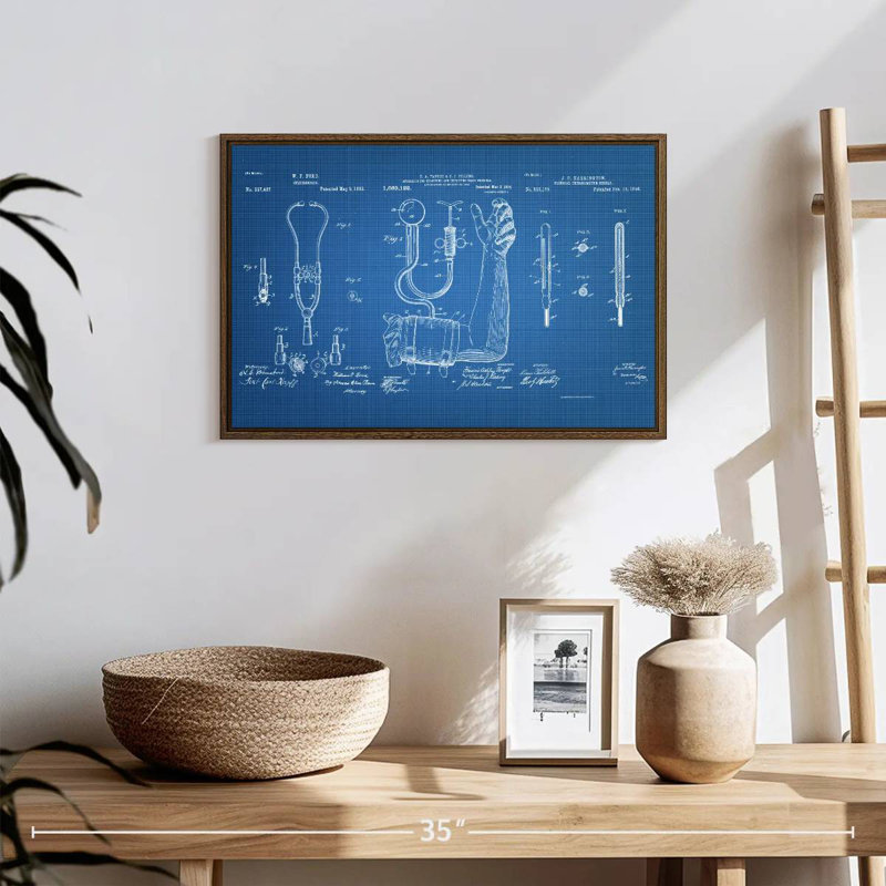 Matériel médical brevet bleu, 19 po x 13 po, Cadre flottant noyer