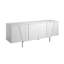 Buffet moderne 4 portes 75 pouces Alens, façade géométrique, pieds en métal, blanc Alens
