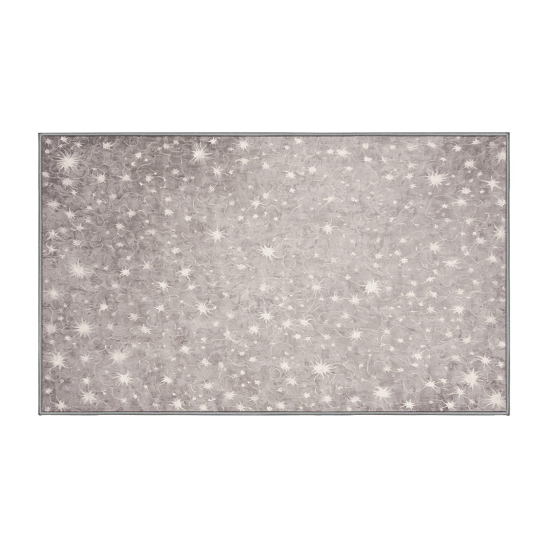 Machine Washable Gray Area Rug, Rectangle 7' x 9'
