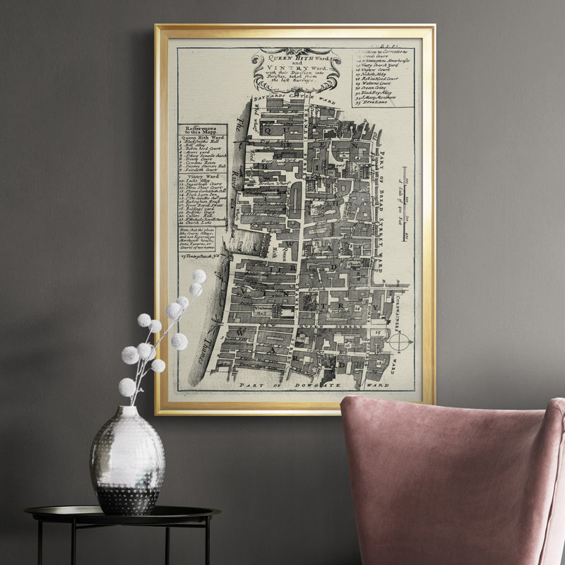 Quays of London IV - Cadre photo, impression sur toile, H 42,5 po x l 30,5 po x P 1 po, Or