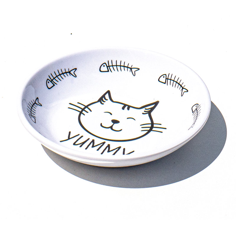 Délicieuse soucoupe en mélamine noir et blanc pour animal de compagnie - 0,75 tasse - Noir
