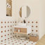 Meuble-lavabo mural peu encombrant avec rangement ouvert-129696348