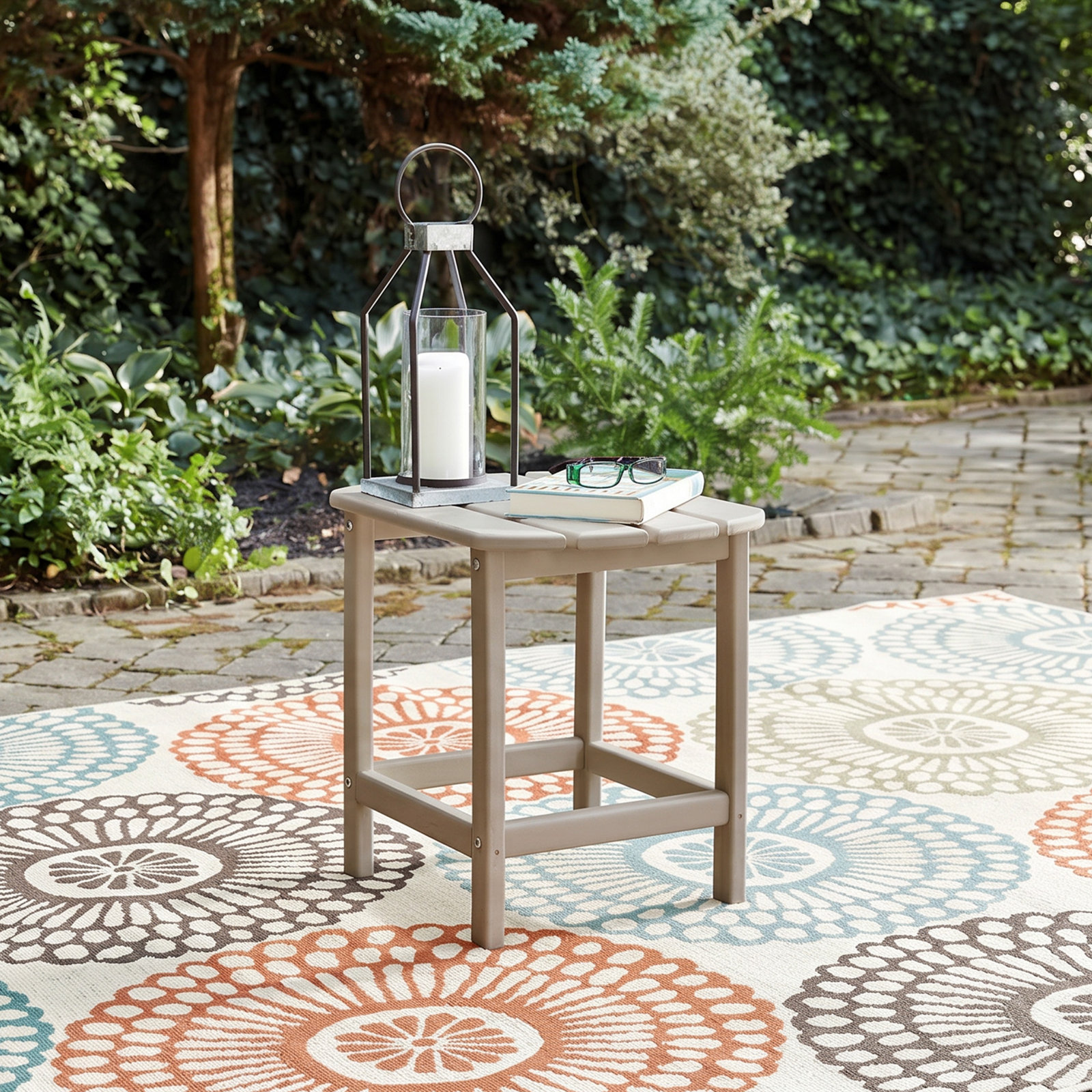 Emory HDPE Side Table, Grayish Brown