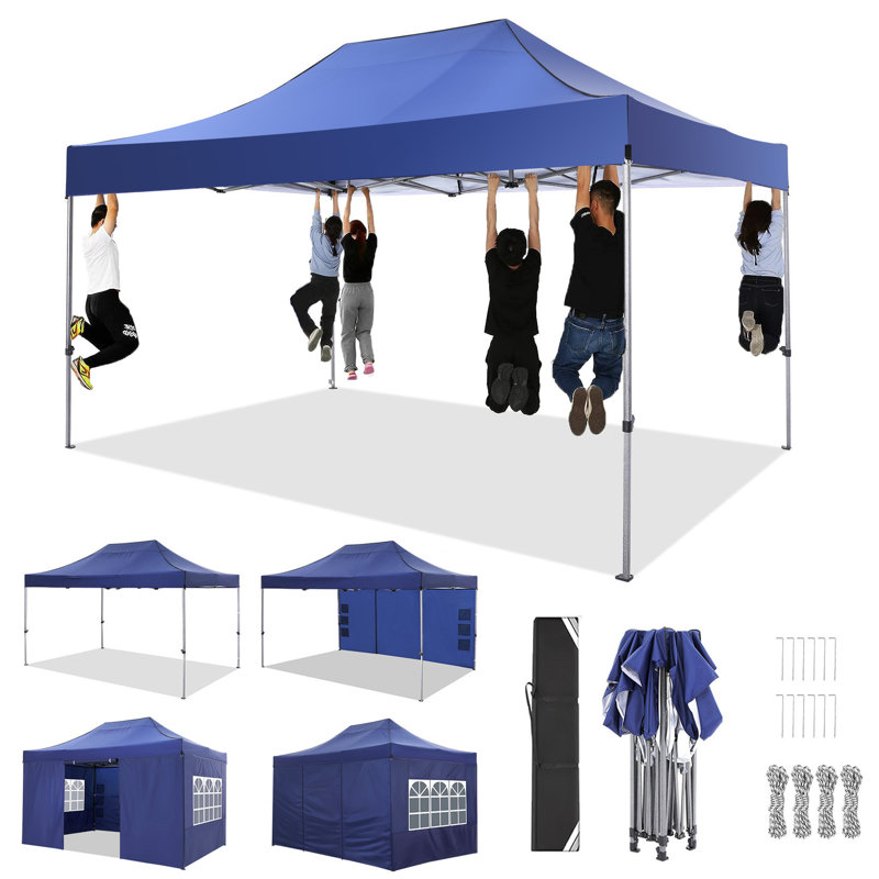 TOOLUCK 3x4.5m Pop Up Canopy with 3 Sidewalls, Dark Blue