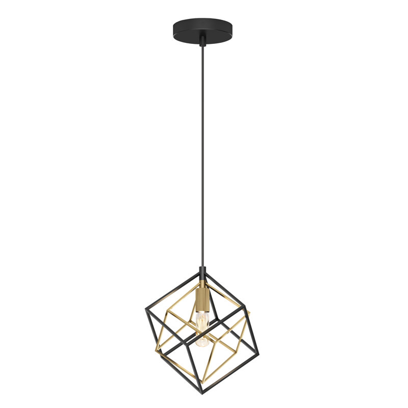 Luminaire suspendu carré à 1 lumière Tongai, Noir