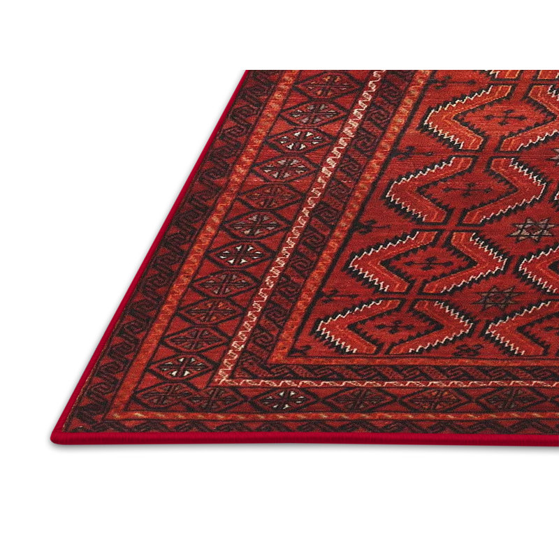 Tapis beige/brun/rouge traditionnel, Rectangle 2 pi x 4 pi