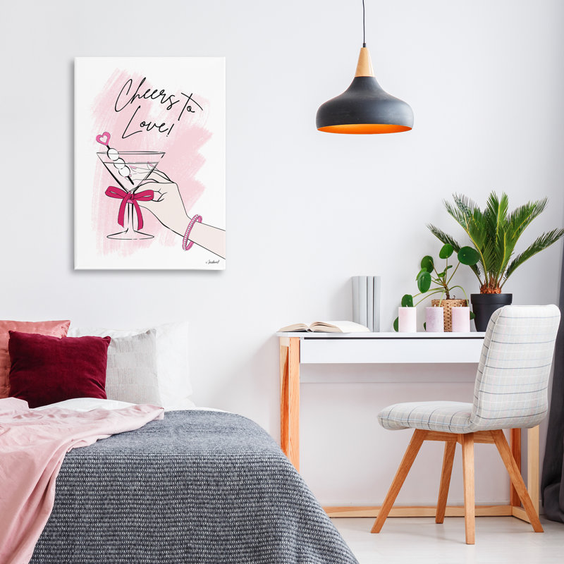 Cheers To Love Martini Canvas, design par Martina Pavlova, H 24 po x l 16 po