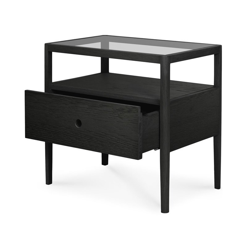 Spindle 1 - Drawer Solid Wood Nightstand, Black