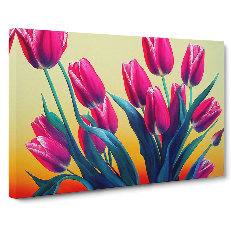 Evocative Tulip Flowers - Wrapped Canvas Painting
