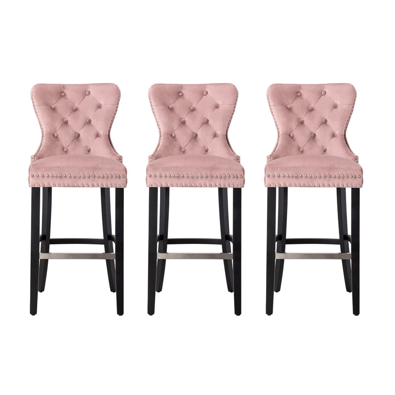 Tabouret de bar et de comptoir Kirsten, Rose, Tabouret de bar (siège d'une hauteur de 29 po), Noir