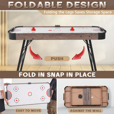 Table de hockey pneumatique 56 po pliable avec pointage électronique précis, moteur puissant, 2 rondelles et 2 poussoirs