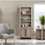 Bibliothèque sans assemblage, 75 po x 24 po x 14 po, finition chêne blanc, 3 tablettes, tablettes de tiroir 75 po x 14 po x 24 po,
