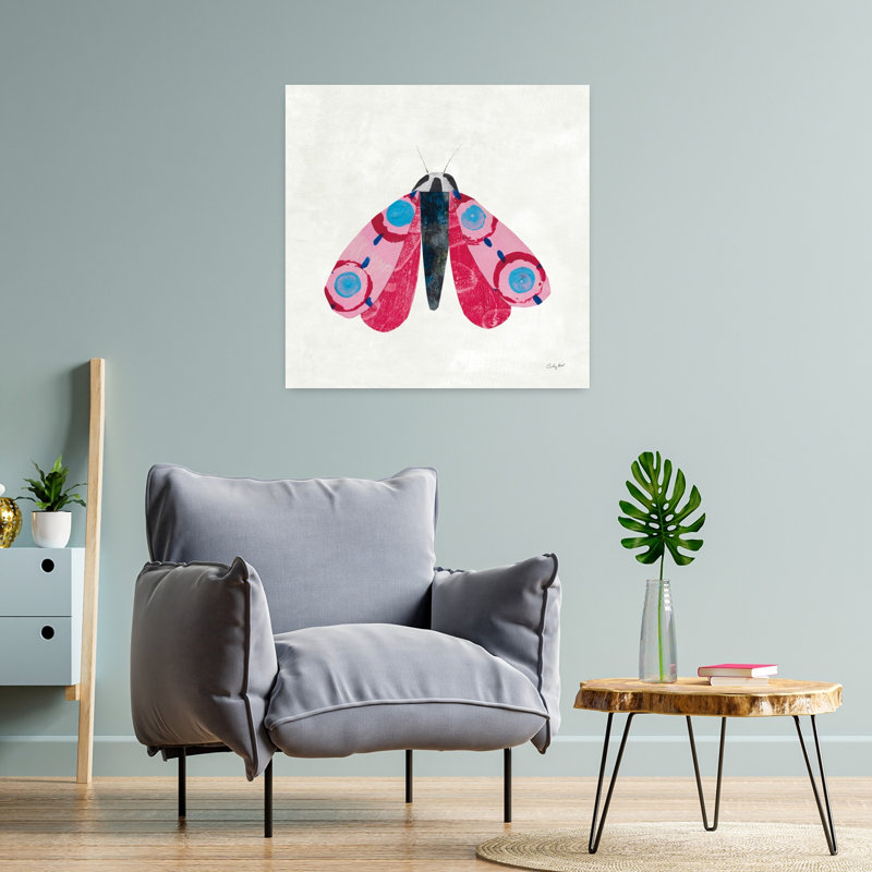 Collage insectes I, papillon contemporain, H 24 po x l 24 po