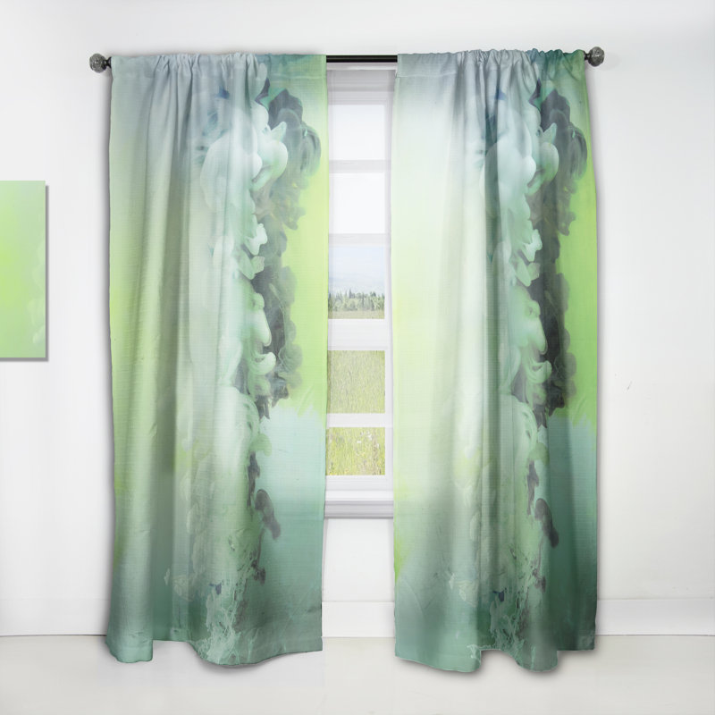 Design Art Liquid Abstract Semi-Sheer Thermal Rod Pocket Single Curtain ...