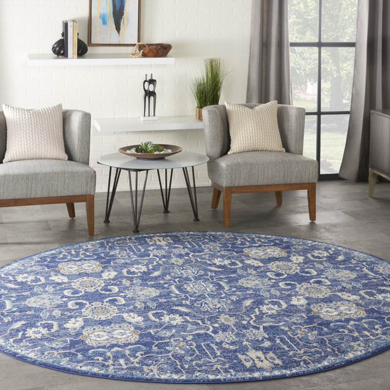 Tapis bleu marine d'inspiration persane, Rectangle 8 pi