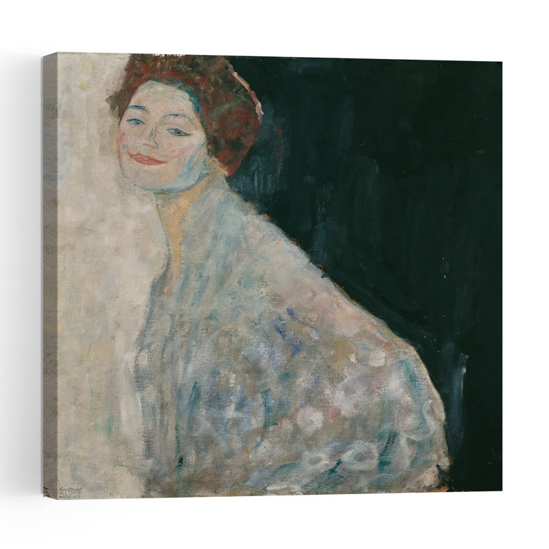 Dame en blanc, 1917-18. Élégant portrait abstrait contemporain de paysage, estampe murale., H 18 po x l 18 po