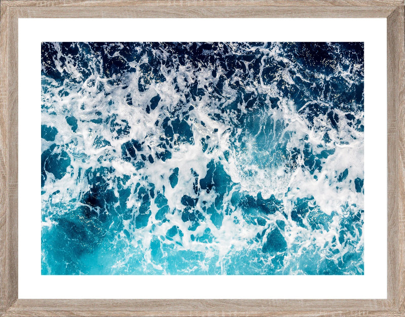 Aqua 1 - Single Picture Frame Print, Bevelled Wood Effect, 215.392 cm H x 164.592 cm W