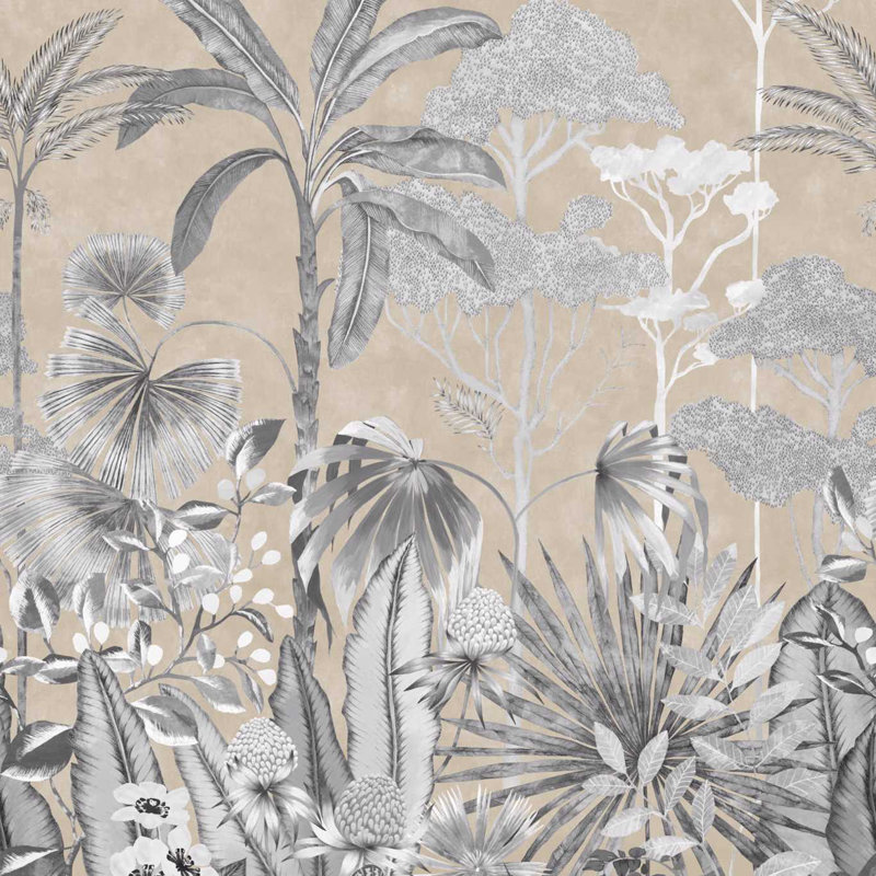 Floreana Wallpaper, Gilt/Black Earth/ Tranquility