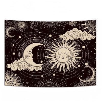 Décoration murale en tissu polyester (51,2 po x 59,1 po), tapisserie soleil et lune