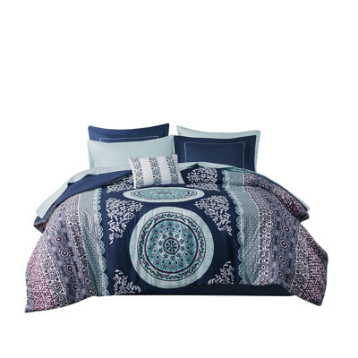 Style Full Comforter With Sheets - Navy Print Soft Trellis