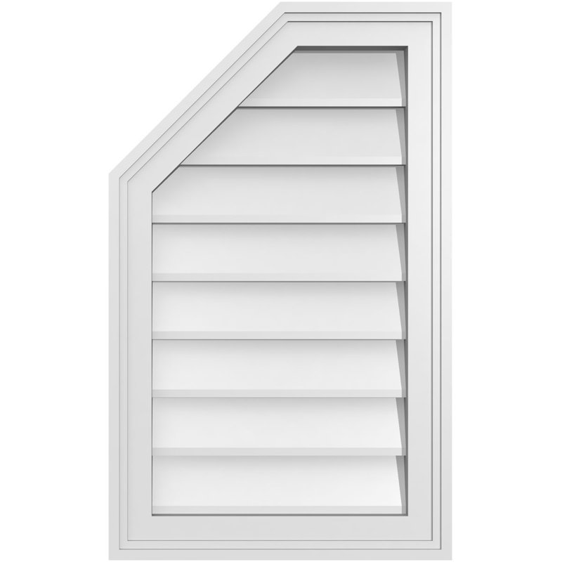 Half Octagon Top Left Surface Mount Signature Urethane Non-Functional Gable Vent Primed Tan, 1.5" H x 16" L x 26" W