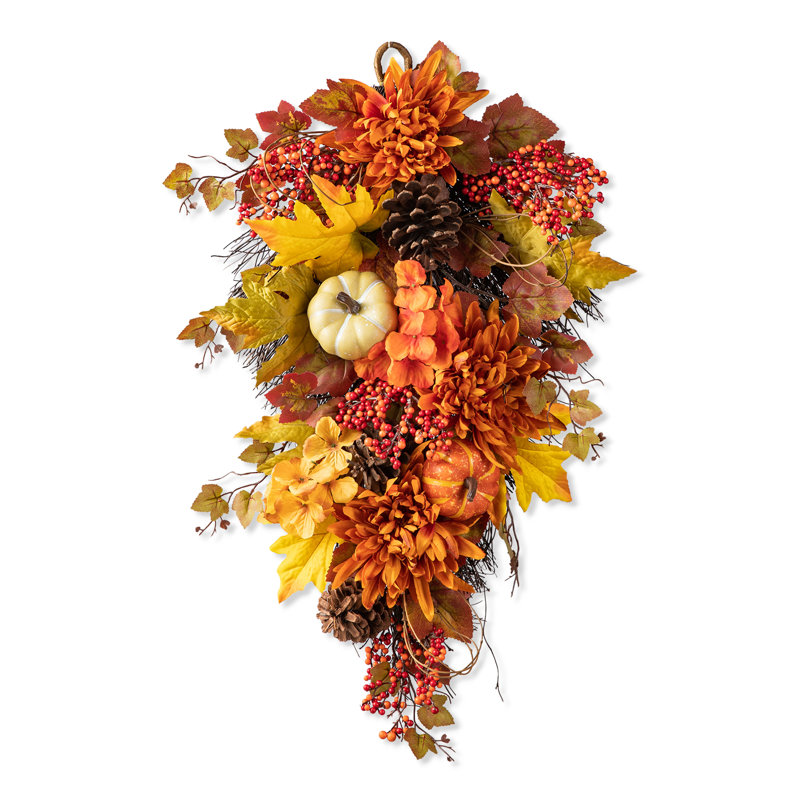 Dahlia d'automne 27 po, citrouille, feuille et baie