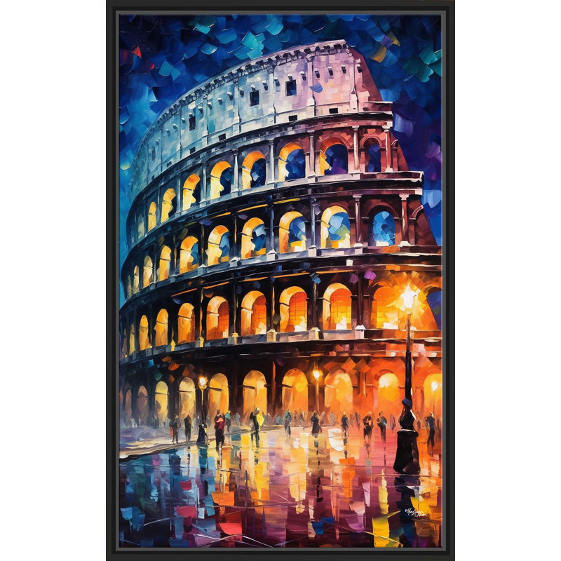 Le Colisée, Rome, Italie par V2 Design Co. - Peinture sur toile à cadre flottant, L 27,5 po x H 43,5 po