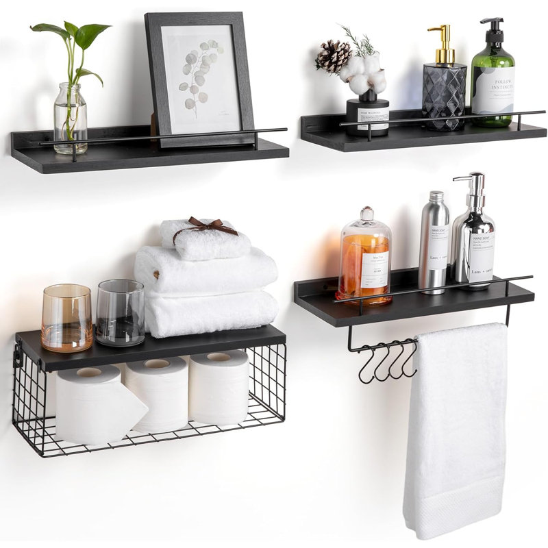 Altoona Wall Bathroom Shelves, Black