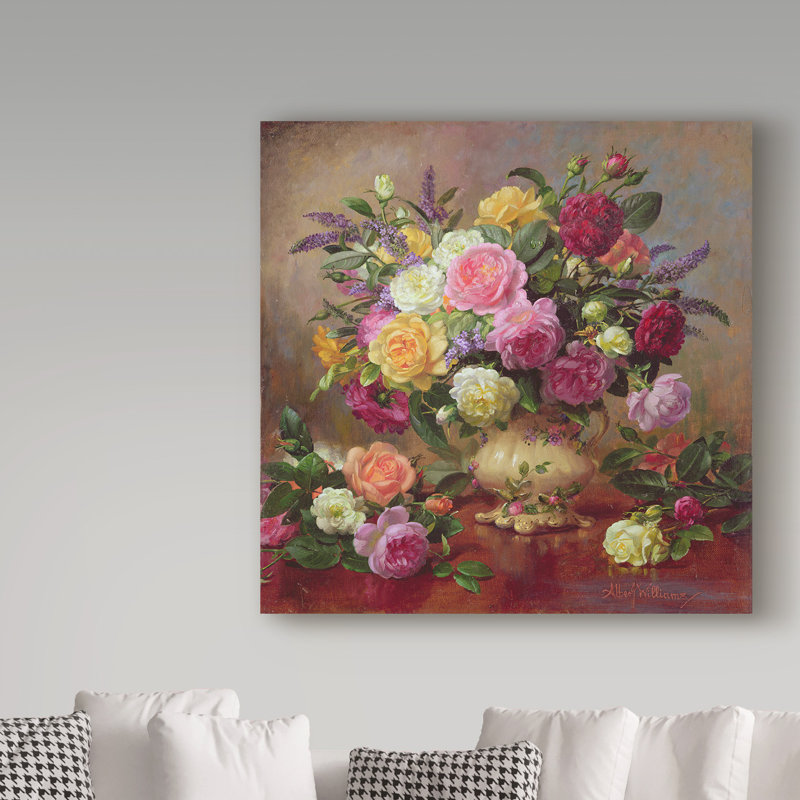 «Roses from a Victorian Garden», reproduction de peinture à l'huile sur toile tendue, H 14 po x l 14 po x P 2 po
